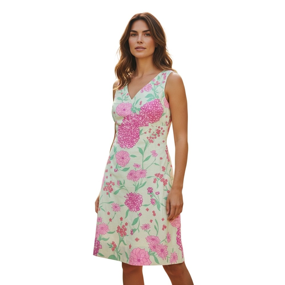 Lilly Pulitzer Floral V Neck Sleeveless Dress Size‎ 8 Green Pink NWT - Picture 9 of 9